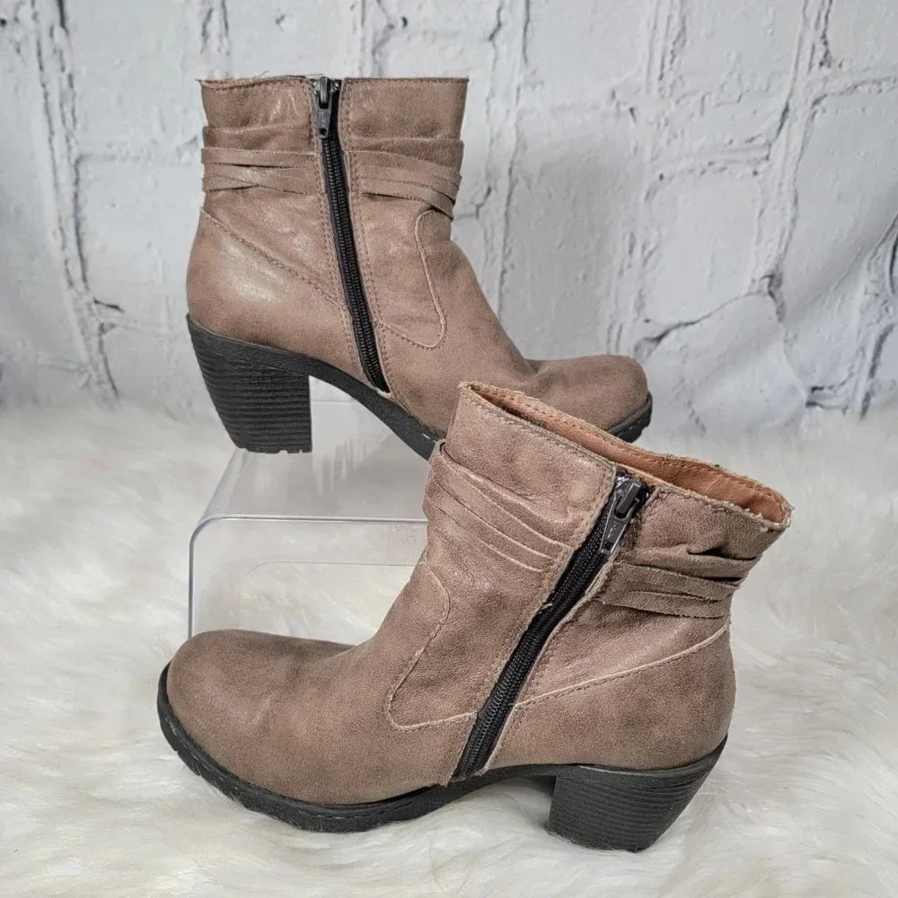 B.O.C Alicudi Womens Heeled Ankle Boot Boho Booties Tassel Casual Tan Neutral‎
